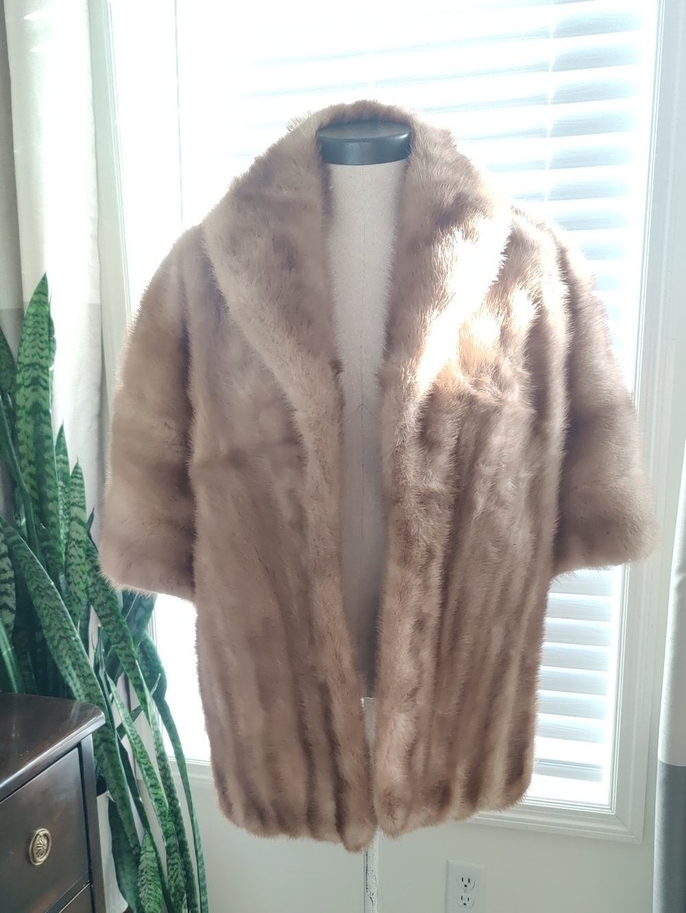 Vintage Mid Century MINK Fur Stole Y2K Shawl Elegant Cottagecore Retro Chic Boho